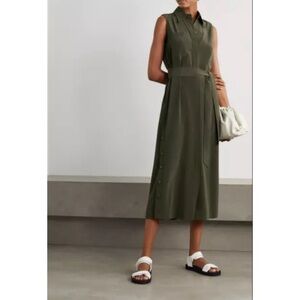 CO Crepe Shirtdress in Forest Green